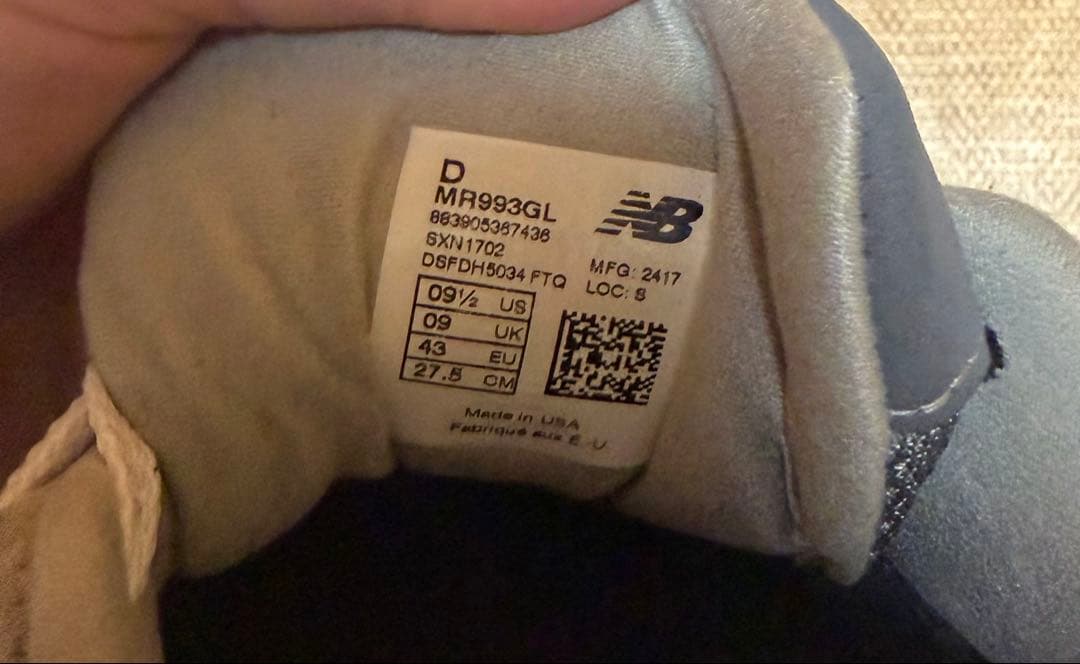 靴 New balance MR993GL made in USA 27.5cm