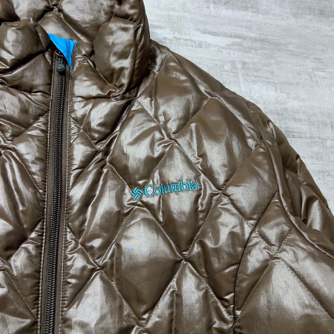Y2K Columbia ダウンジャケット 光沢 キルティング 短丈 茶 M