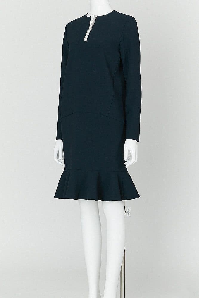 t*1様 ヨーコチャン ネイビー 膝丈 裾フリル ワンピース40サイズ