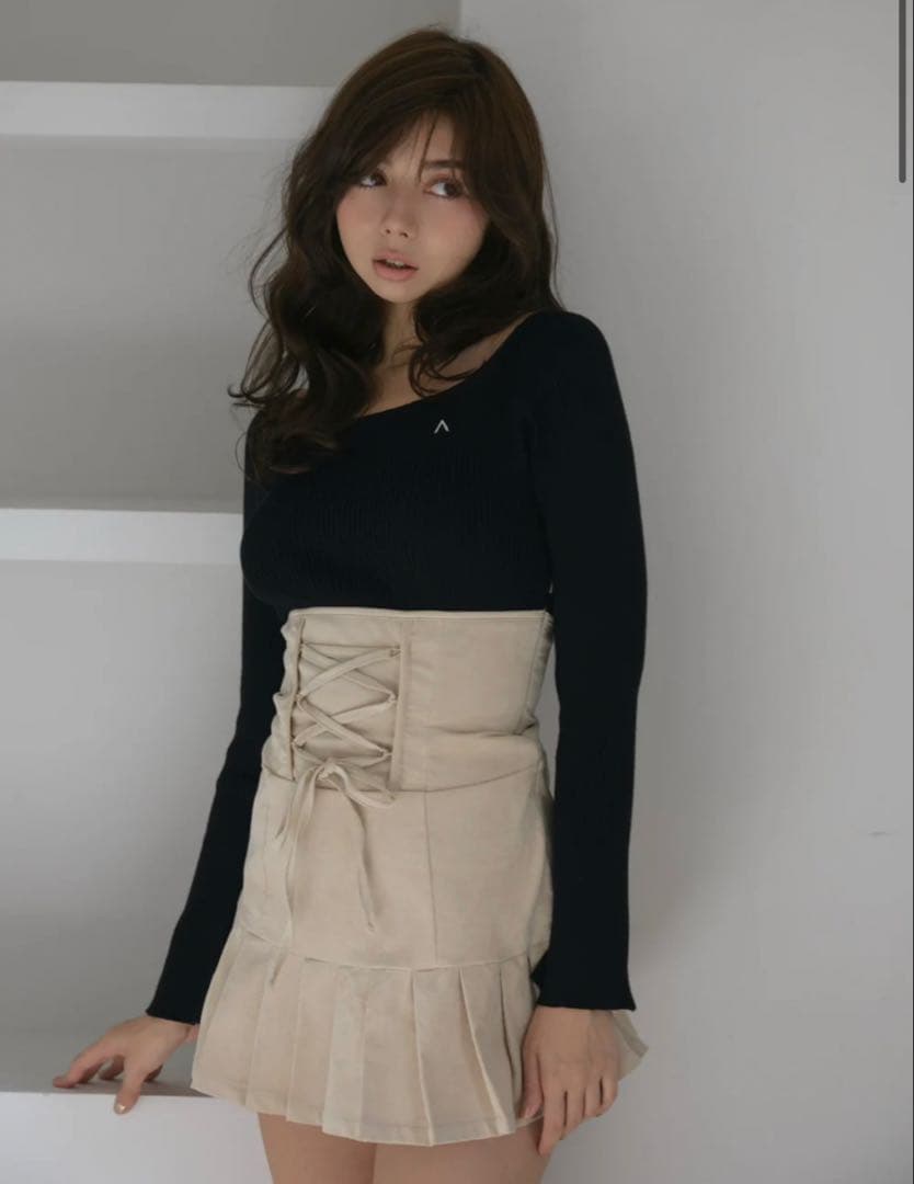 ワンピース andmary High waist velour mini dress