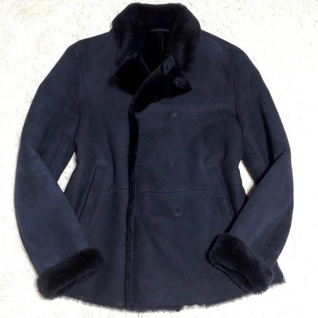 エンポリオアルマーニ ムートン ラムレザー 羊革ジャケット 46 シープスキン