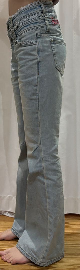 SCULPTOR 平成 ギャル ローライズ フレアデニム レース xs