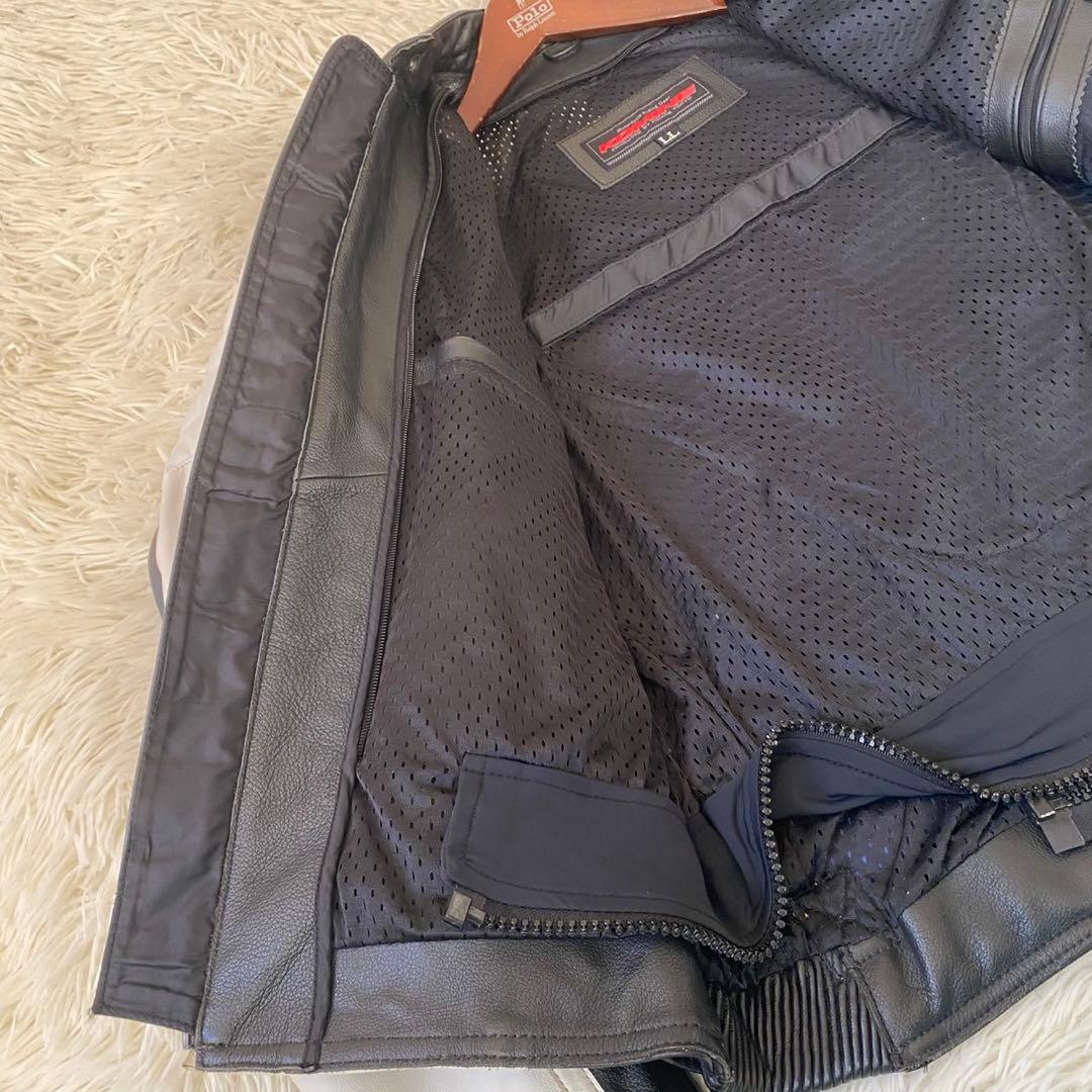 【良品✨】KOMINE バイカー ライダースジャケット シングル 黒 白 XL