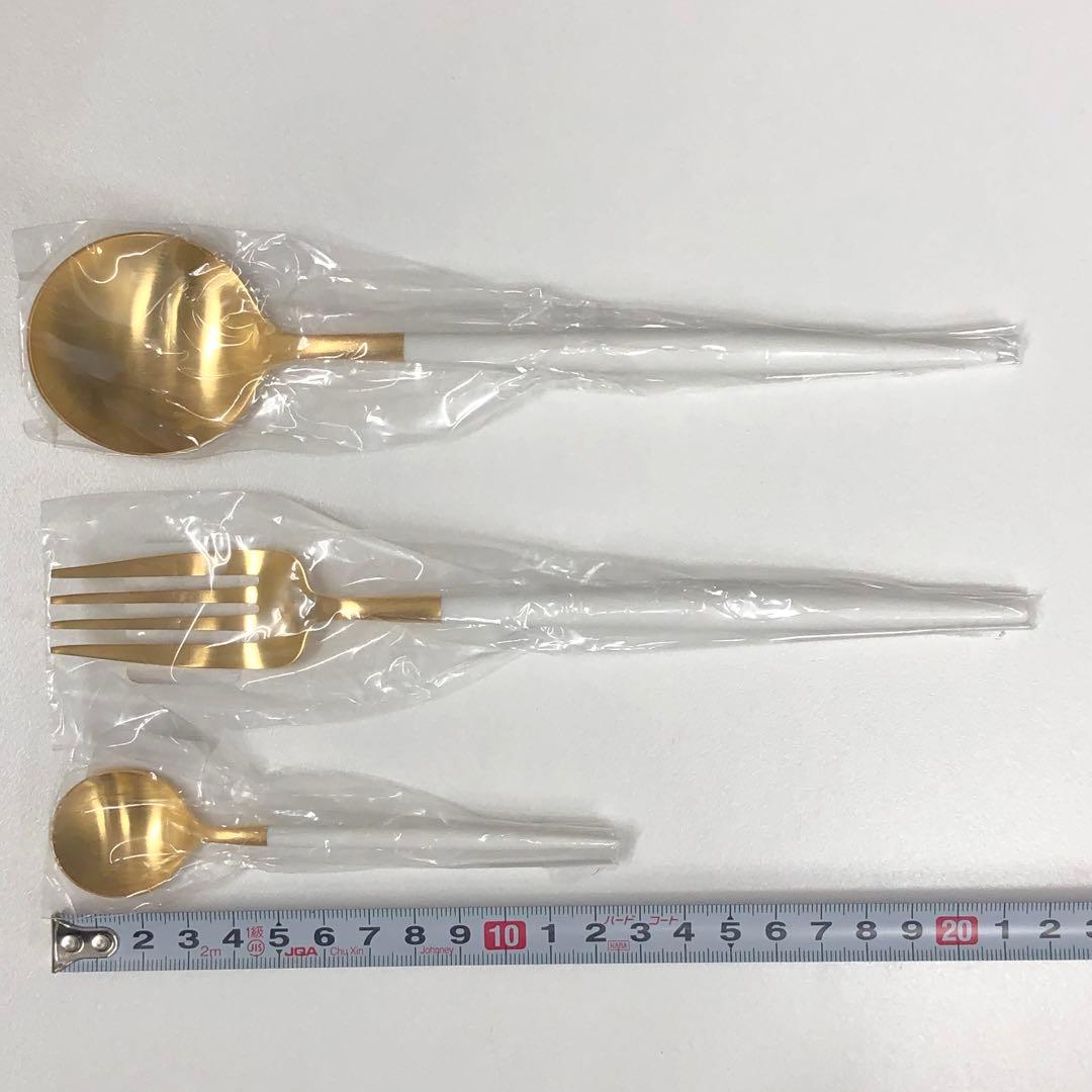 【352】クチポール ゴア カトラリー６点 ペアセット ホワイト ゴールド 新品