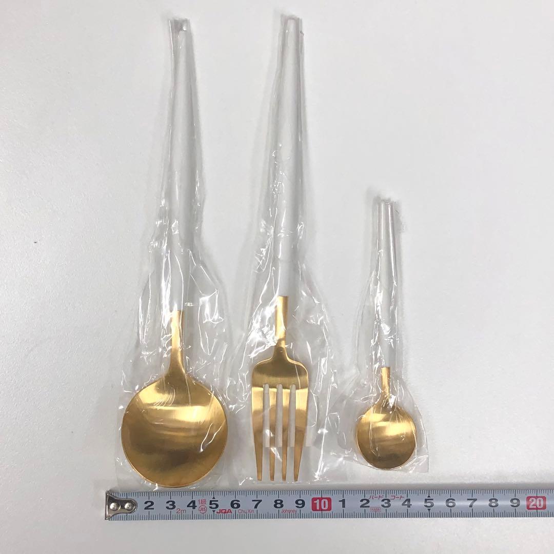【352】クチポール ゴア カトラリー６点 ペアセット ホワイト ゴールド 新品