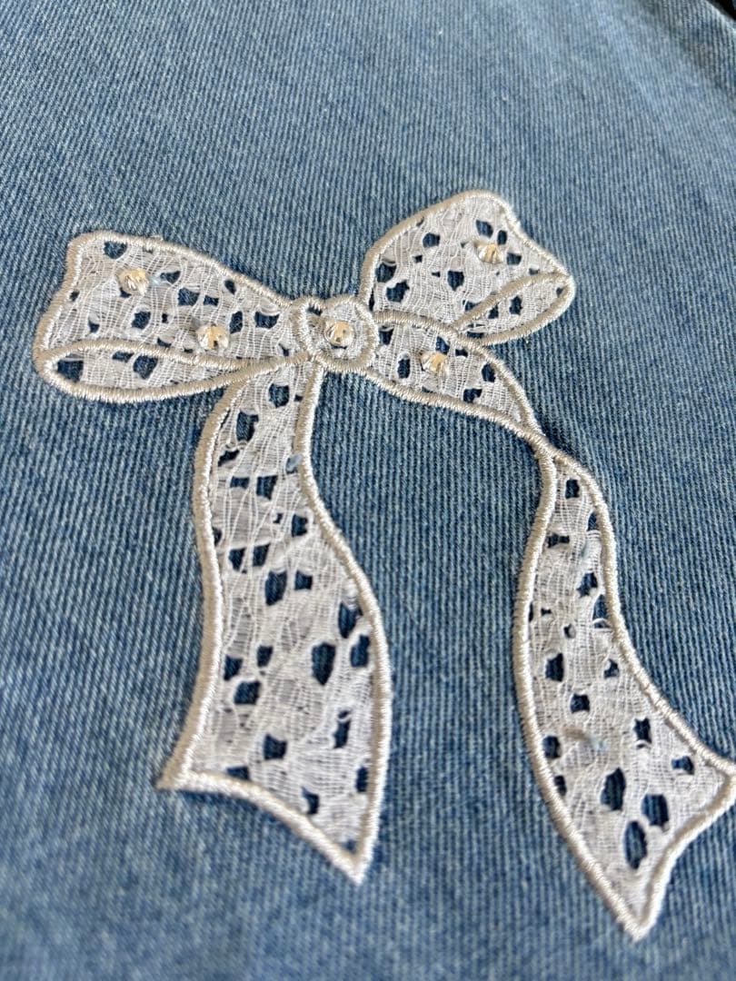 新品 mezzo piano ニコ☆プチ掲載 ワイドデニム 160 レースリボン