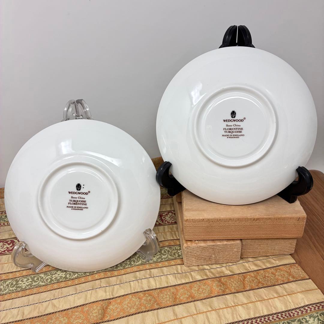 黒壺　ウェッジウッド フロレンティーンターコイズ カップ＆ソーサー　3客セット