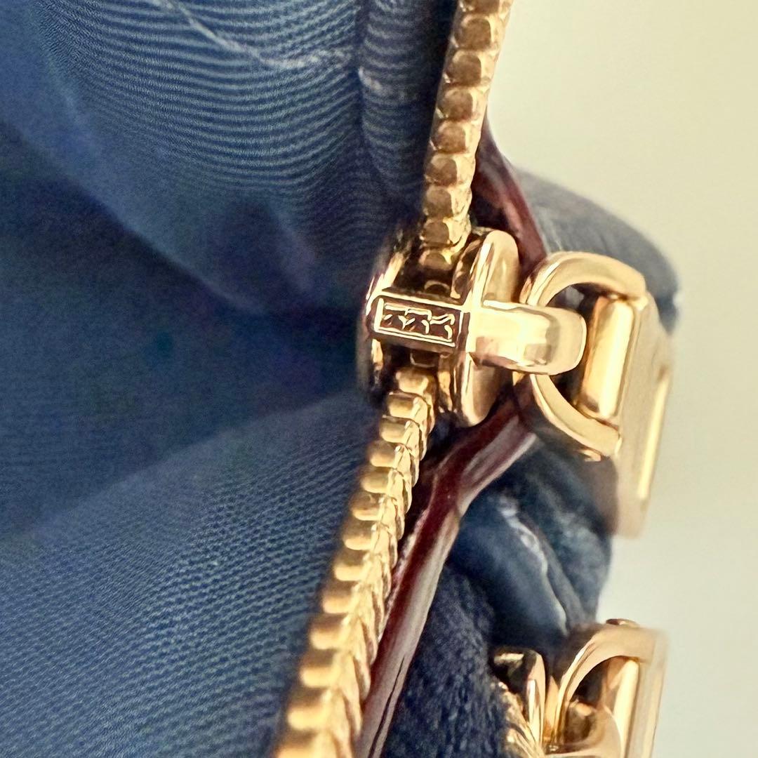 COACH コーチ　ダブルジップポーチ　長財布　リストレット たチェリー　デニム