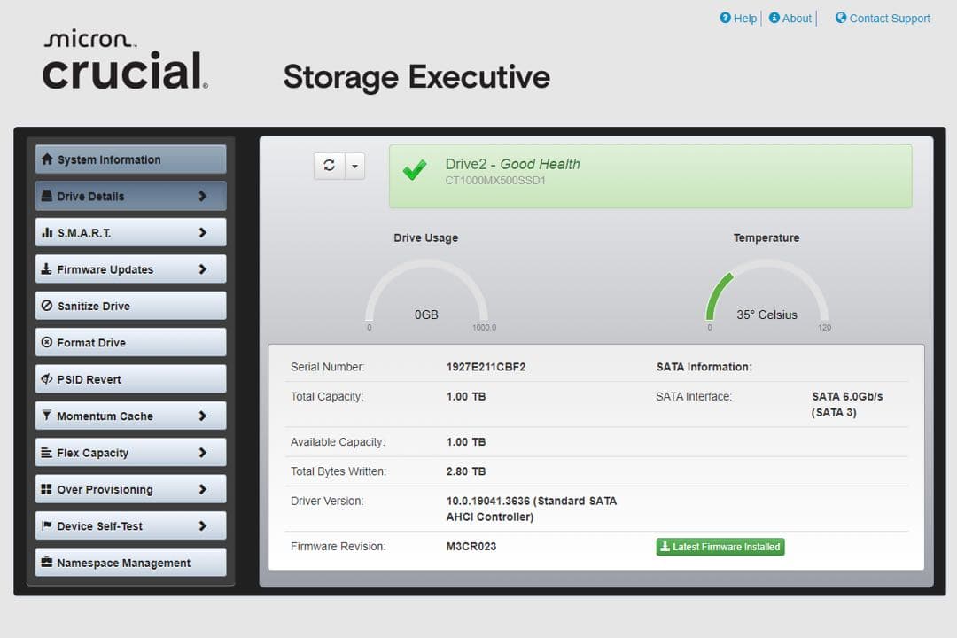 crucial MX500 2.5インチ SATA SSD 1000GB