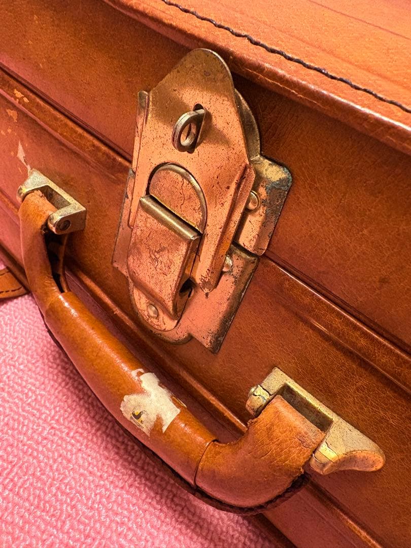 【希少・アンテーク】本革鞄　レザー トランク　アタッシュケース 旅行鞄