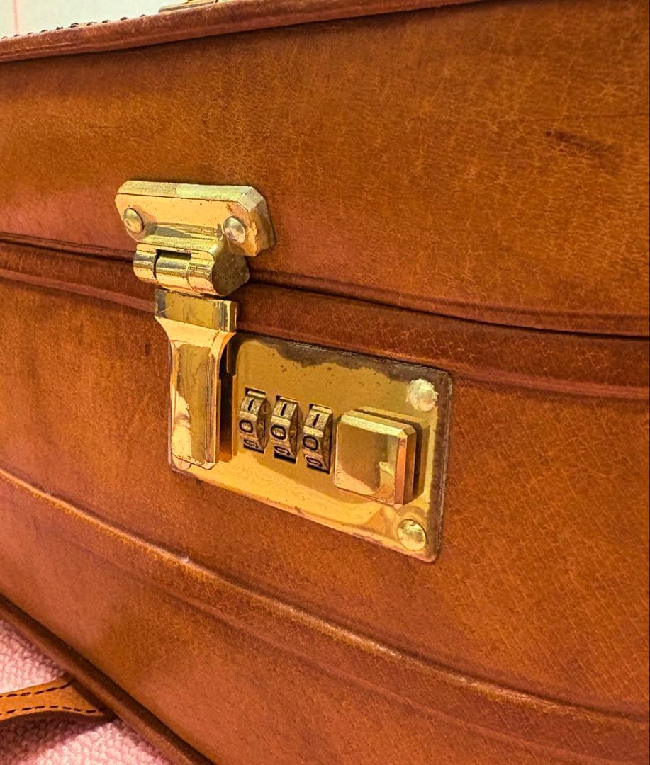 【希少・アンテーク】本革鞄　レザー トランク　アタッシュケース 旅行鞄