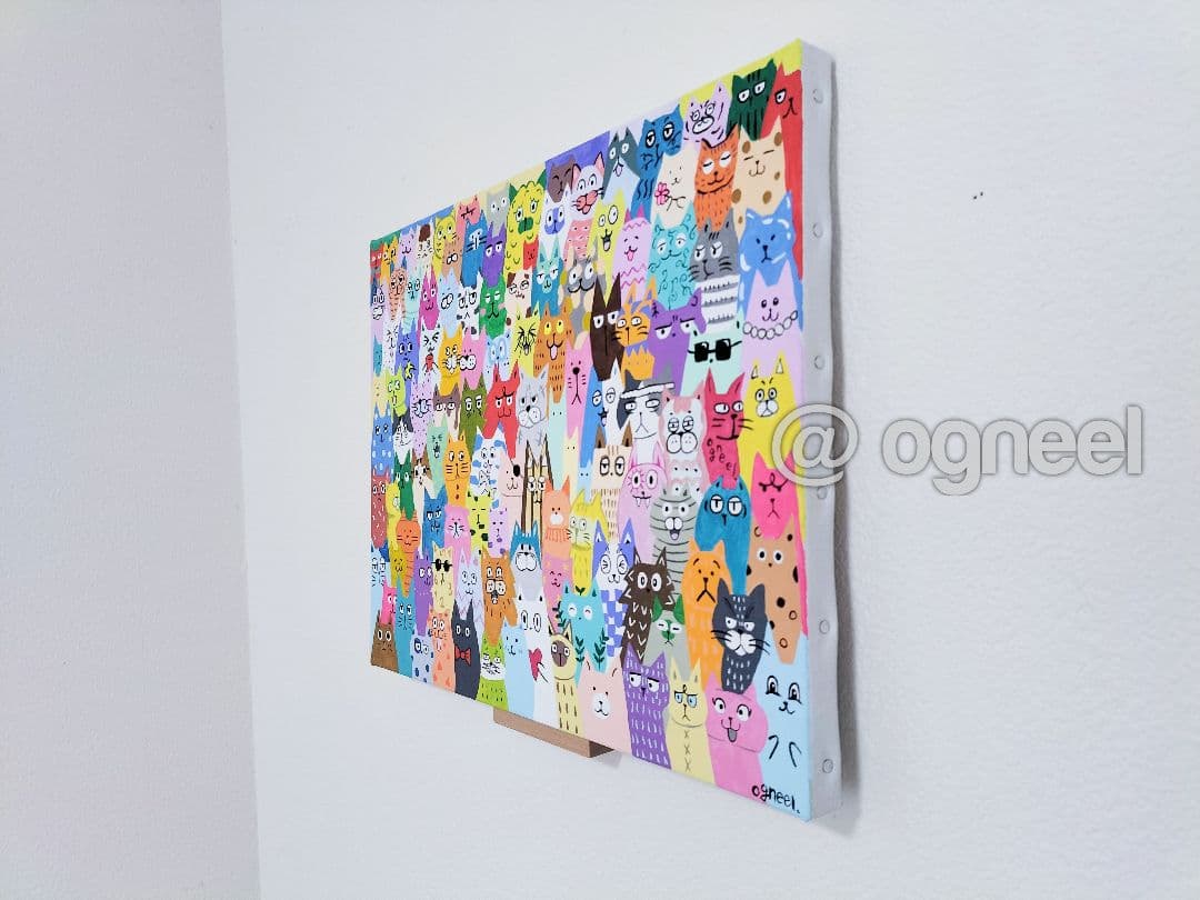 【みんな違って、みんないい。】　原画　アクリル画　猫　cat