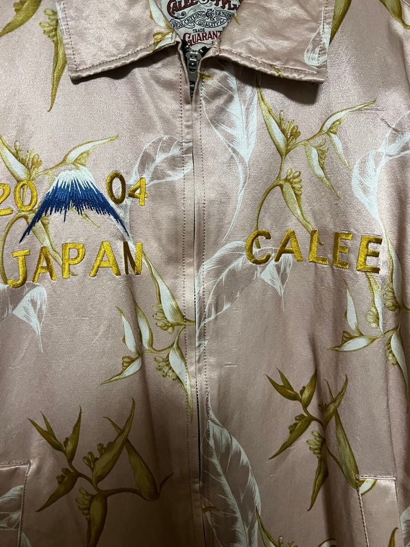 caleeスカジャン ピンク サテン 富士山 ドラゴン