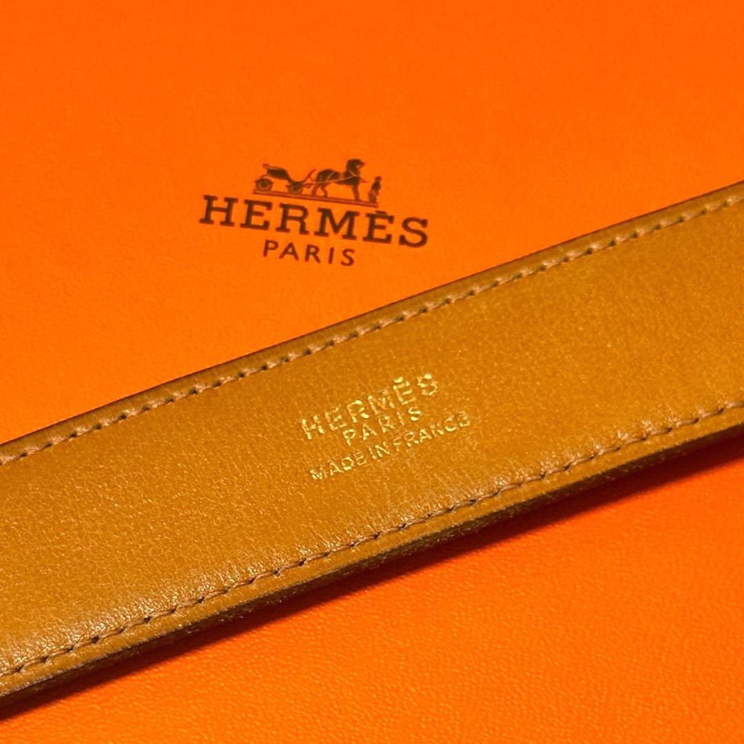 極美品✨HERMES エルメス H バックル ベルト レザー ブラック ゴールド