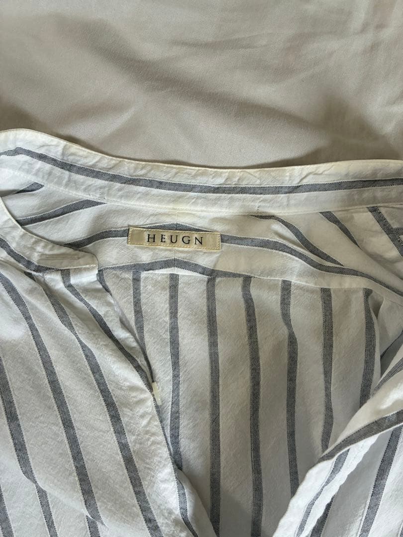 ユーゲン rob バンドカラーシャツ ブラックストライプ　サイズ2