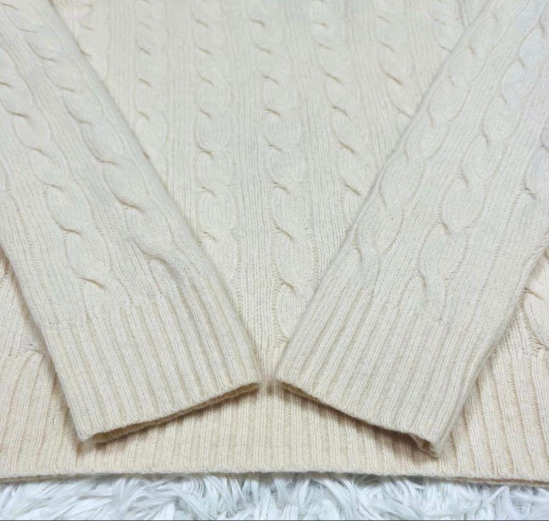 ポロラルフローレンカシミヤ混ケーブルニット　アイボリー　M