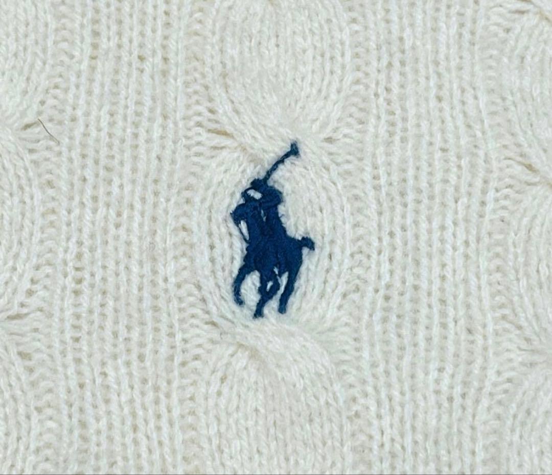 ポロラルフローレンカシミヤ混ケーブルニット　アイボリー　M