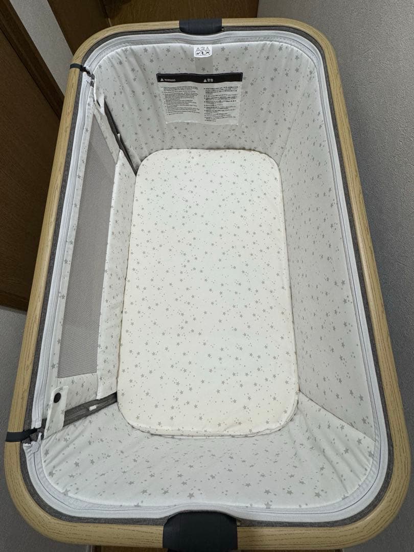 HZDMJ 折りたたみ式 ベビーベッド グレー　【おまけあり】