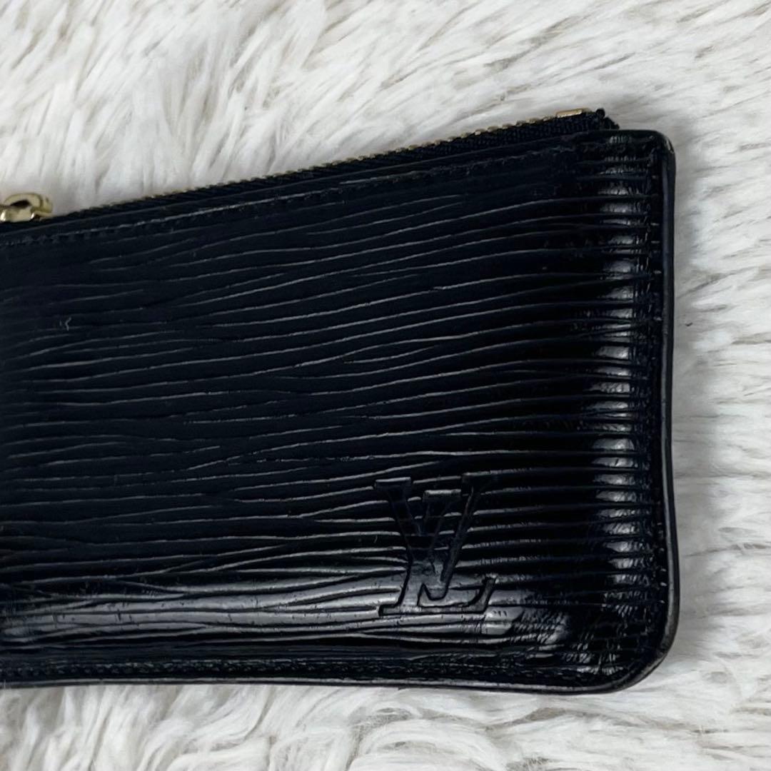極美品 ルイヴィトン レザー ケース キーリング付き ファスナー 黒