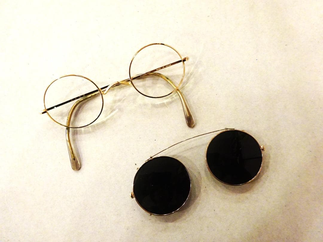 ☆希少☆ 治太夫作 クリップ式サングラス付き 丸眼鏡 一山タイプ