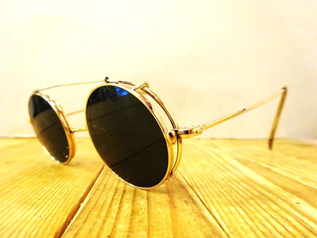 ☆希少☆ 治太夫作 クリップ式サングラス付き 丸眼鏡 一山タイプ