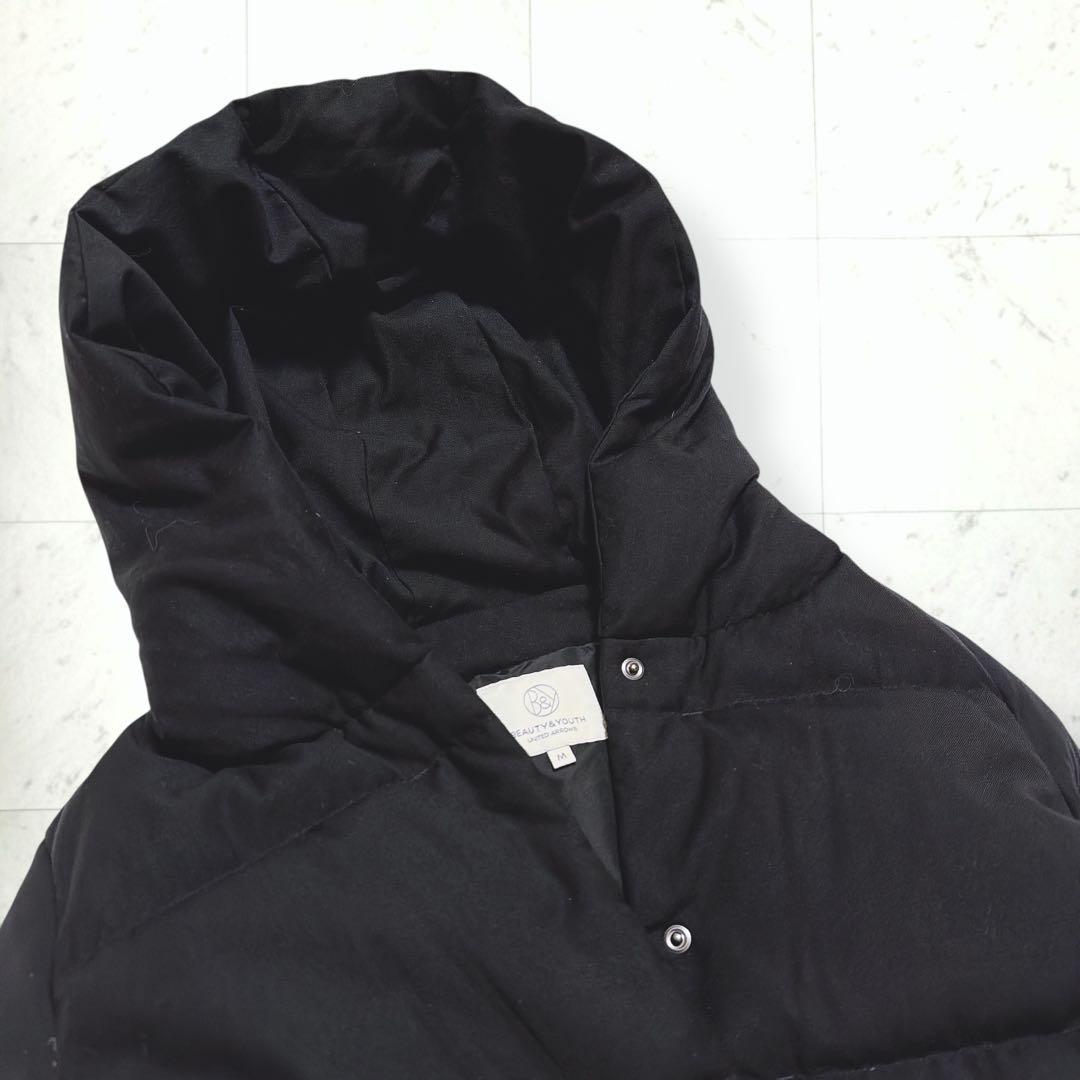 美品＊ビューティ&ユース 2way ショール フード ウール混 ダウンジャケット