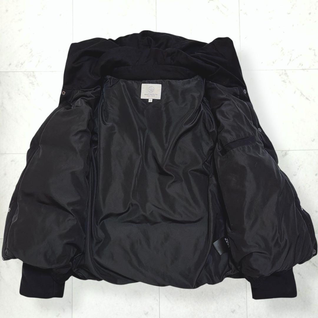 美品＊ビューティ&ユース 2way ショール フード ウール混 ダウンジャケット