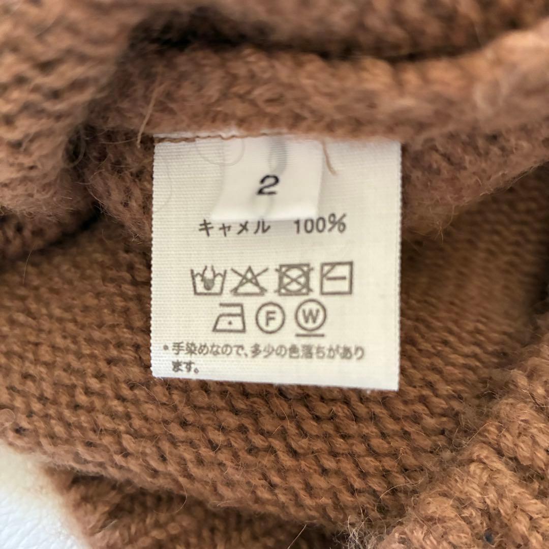 【状態良好】ファクトリー　キャメル100％クルーネックセーター　ニット　ブラウン
