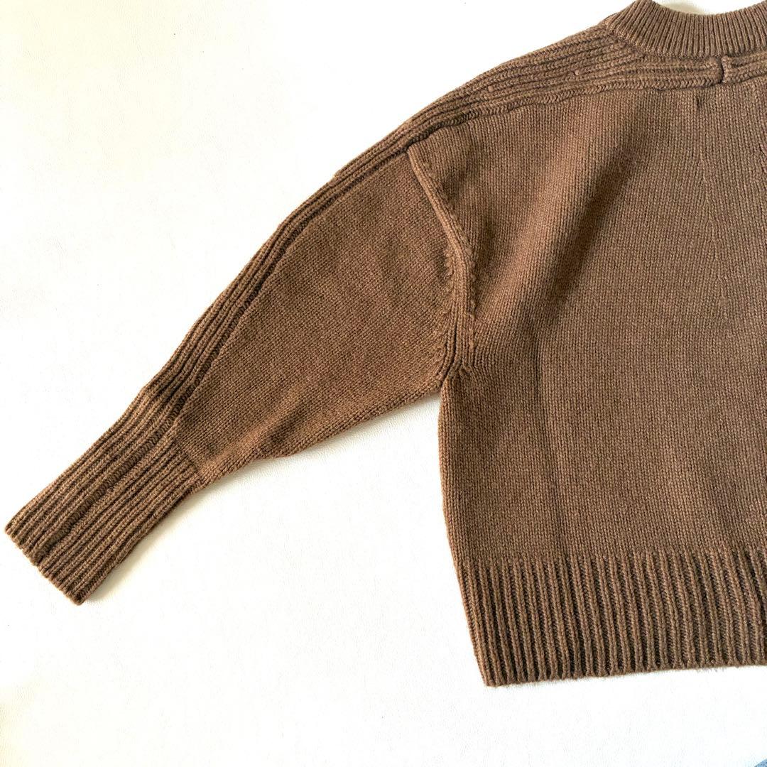【状態良好】ファクトリー　キャメル100％クルーネックセーター　ニット　ブラウン