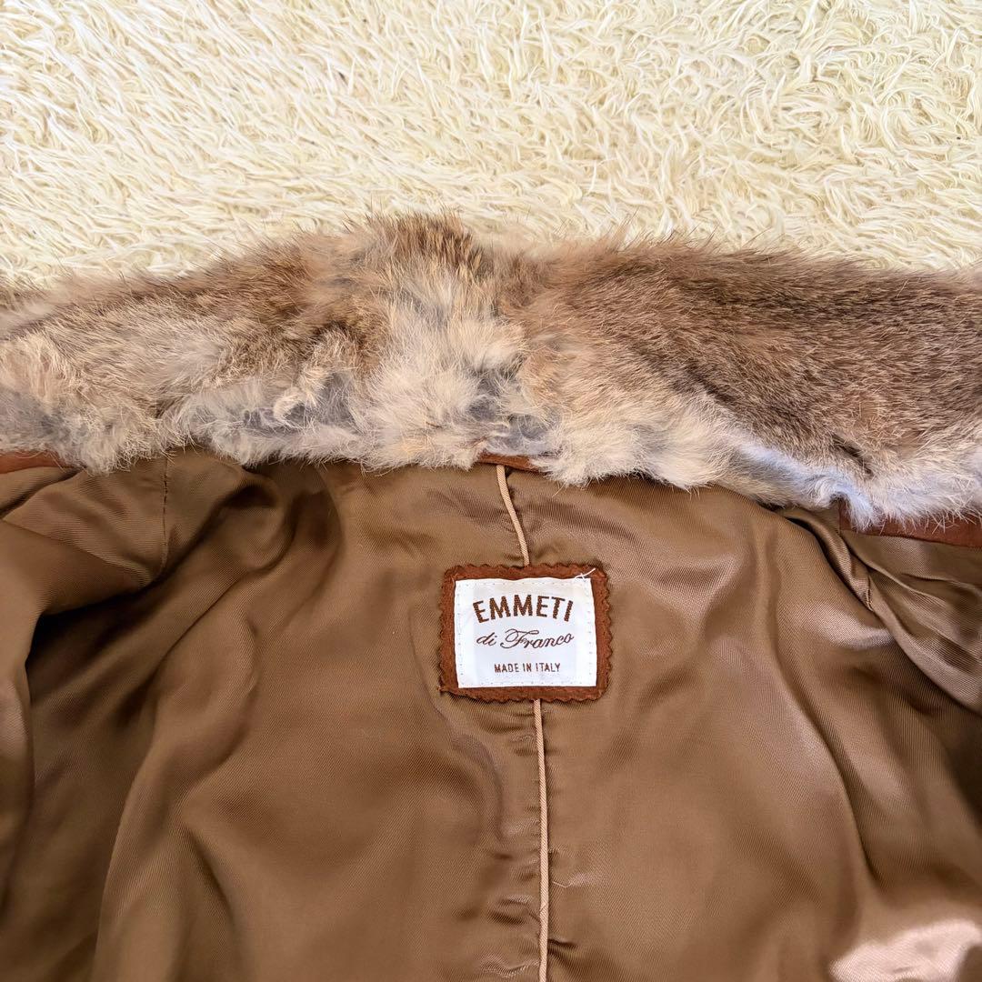 EMMETI BEAMS別注 ファー付スウェードレザージャケット ブラウン 46