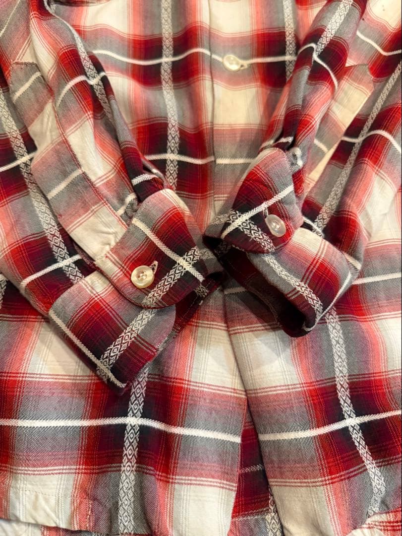 【60s】TOWNCRAFT レーヨンシャツ　シャドーチェック柄　ベルベルジン