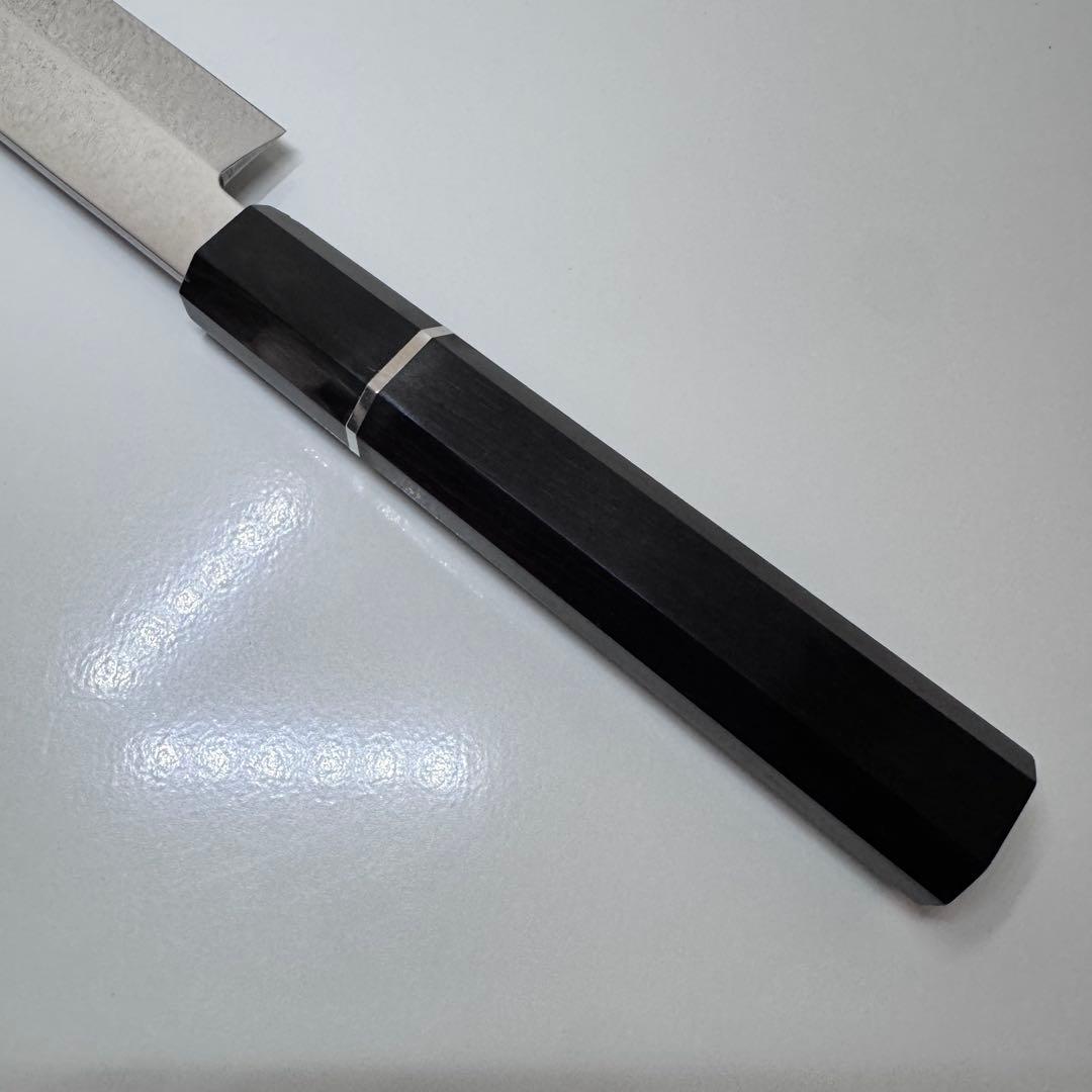 270mm 切付柳刃包丁 全鋼 鏡面 黒檀・黒水牛角八角柄