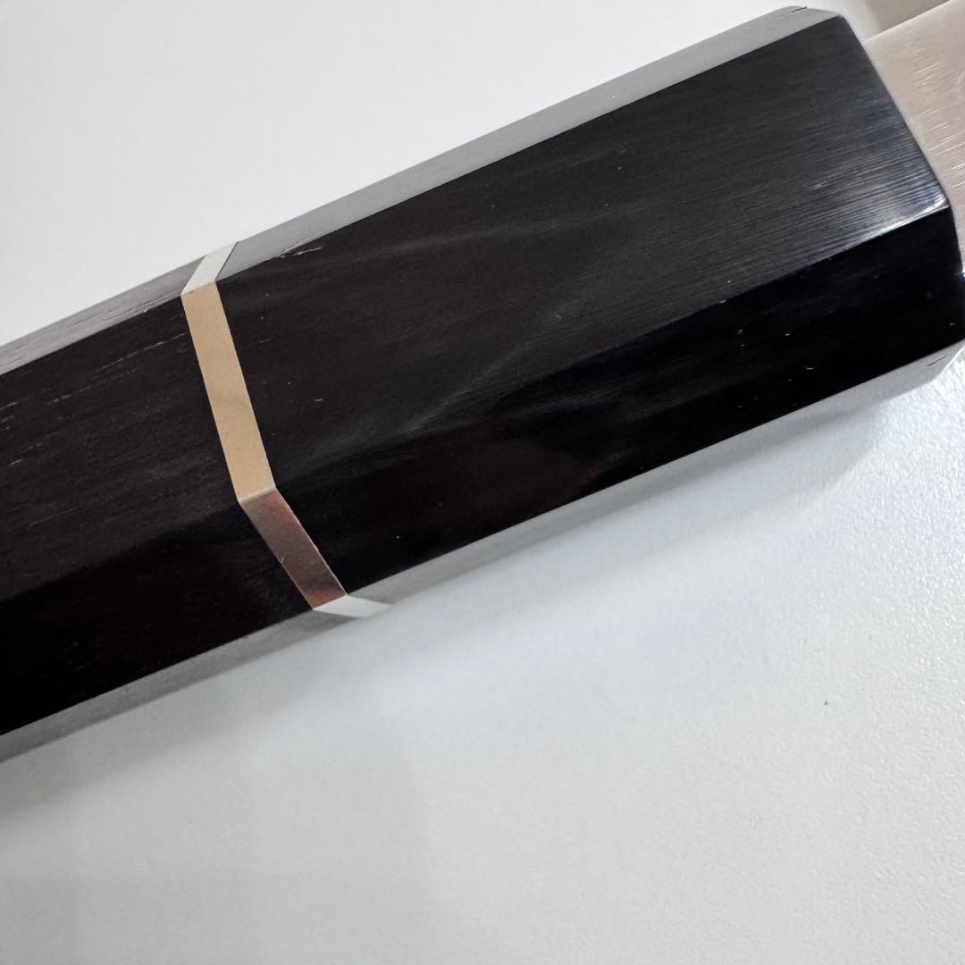 270mm 切付柳刃包丁 全鋼 鏡面 黒檀・黒水牛角八角柄