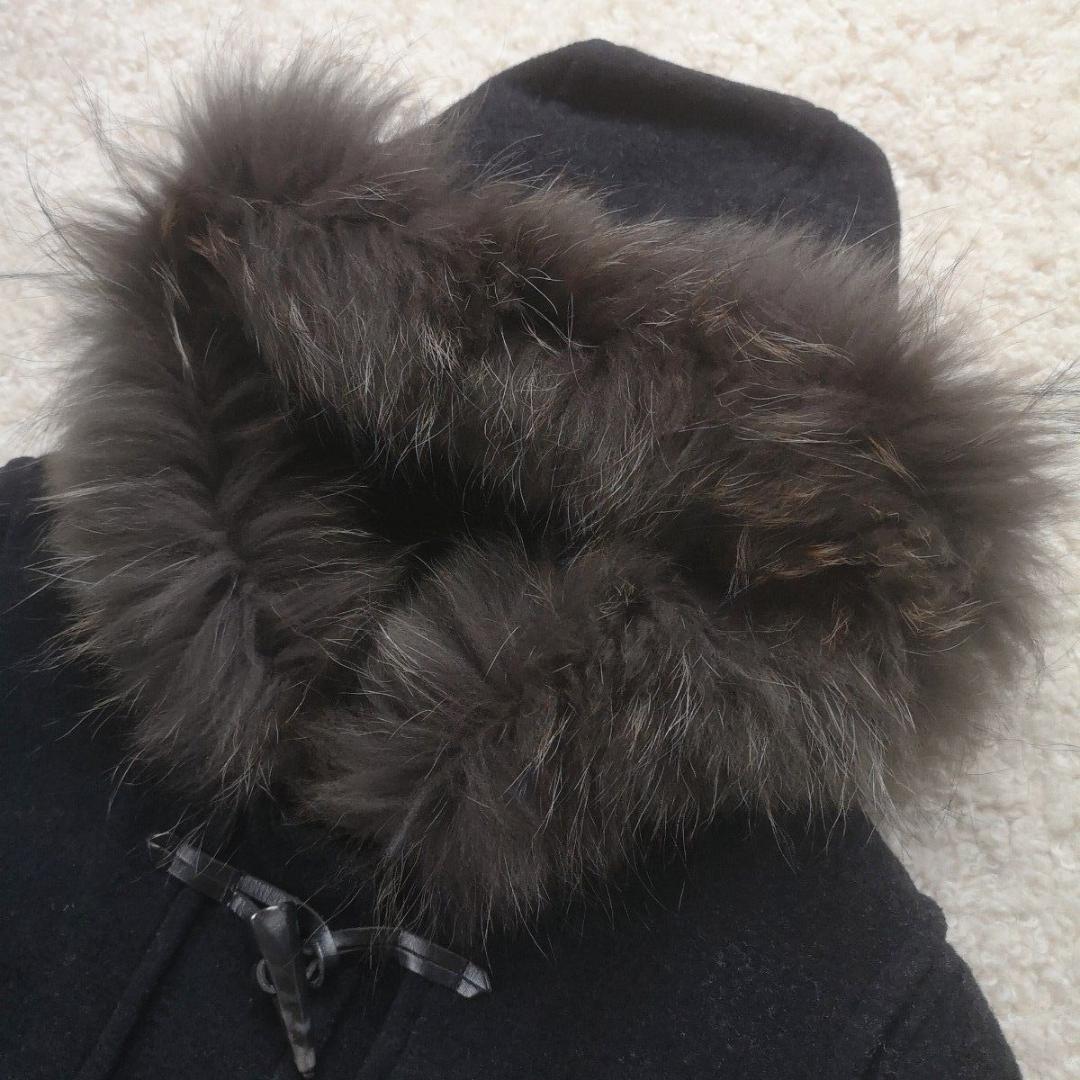 23区　44　大きいサイズ　ラクーンファー付きダッフルコート　ダークグレー