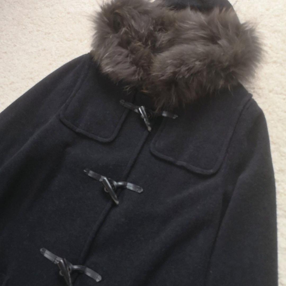 23区　44　大きいサイズ　ラクーンファー付きダッフルコート　ダークグレー