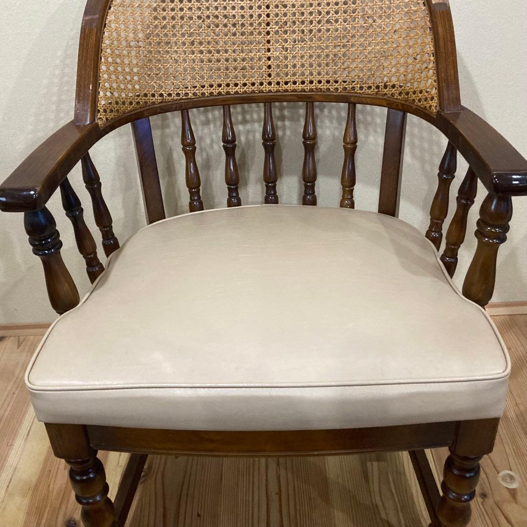 ② 【希少品】 オールド カリモク karimoku アームチェア　ラタン