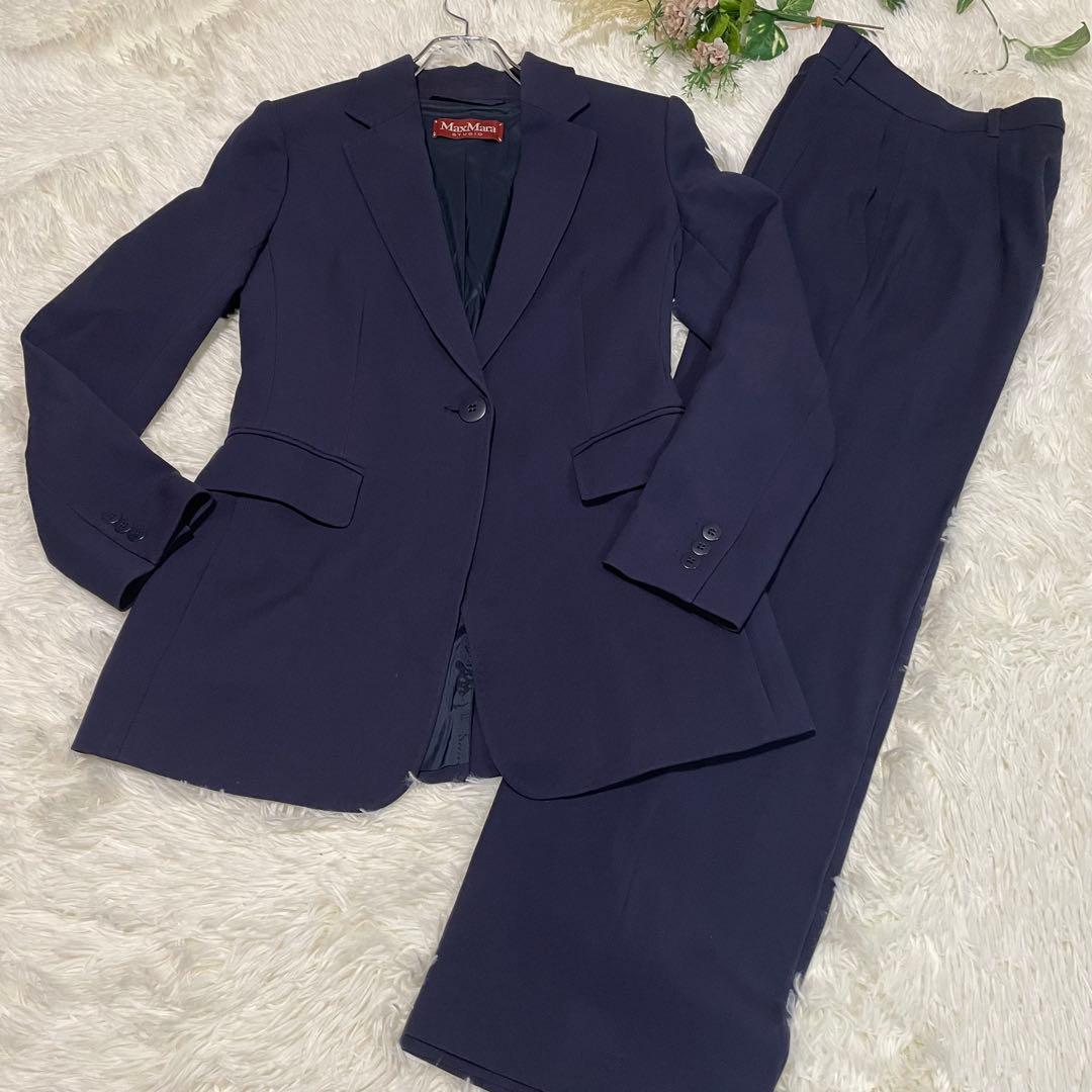 【美品】マックスマーラ　セットアップ　パンツ　スーツ　ネイビー　38
