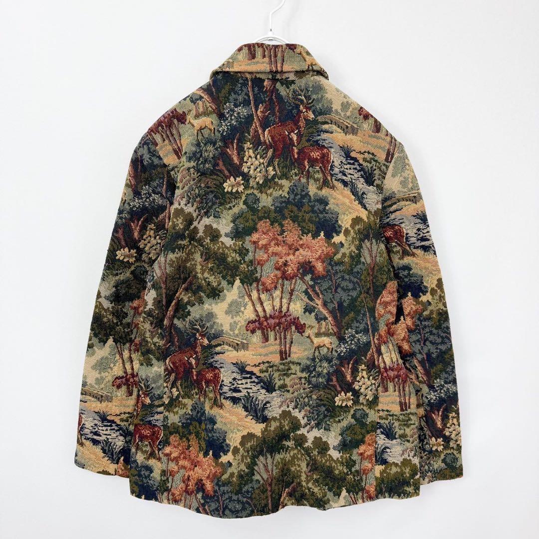 カナダ製 シカ アニマル柄 ジャガード織 ゴブランジャケット S644b