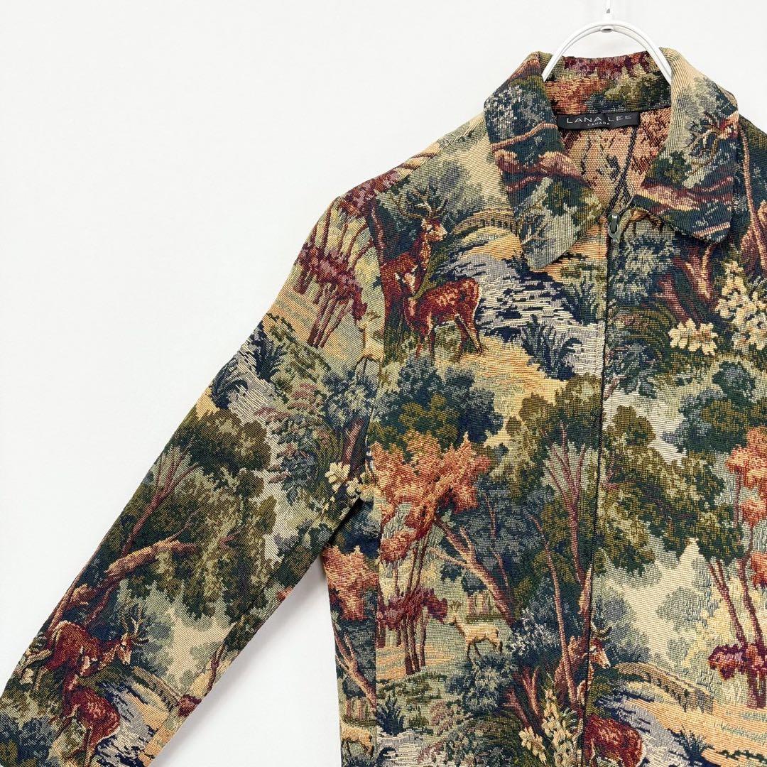 カナダ製 シカ アニマル柄 ジャガード織 ゴブランジャケット S644b