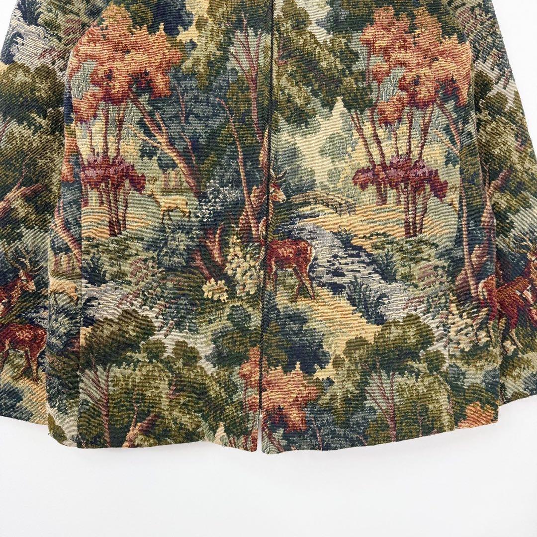 カナダ製 シカ アニマル柄 ジャガード織 ゴブランジャケット S644b