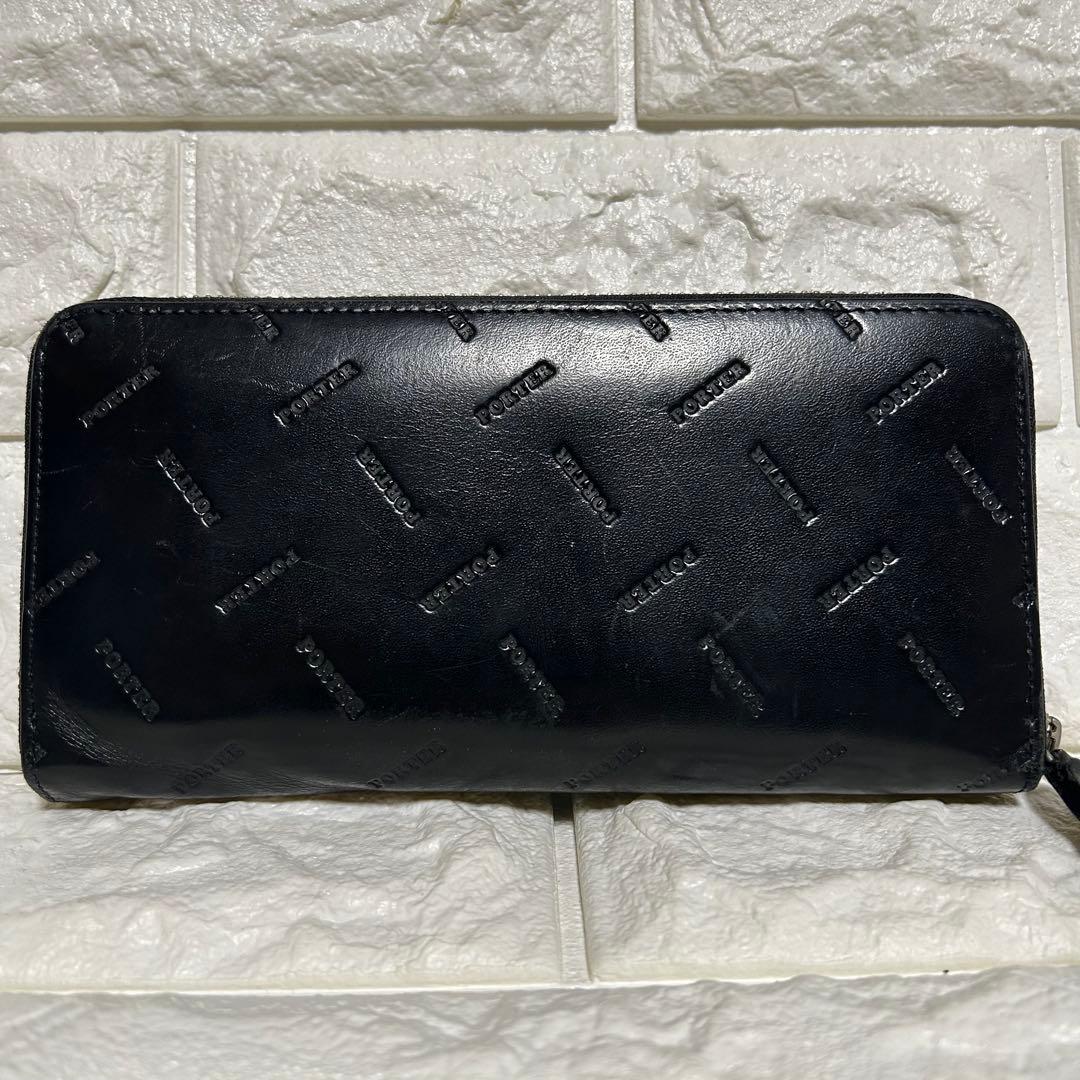 ポーター　エンチェイス　ロングウォレット　ラウンドファスナー　黒