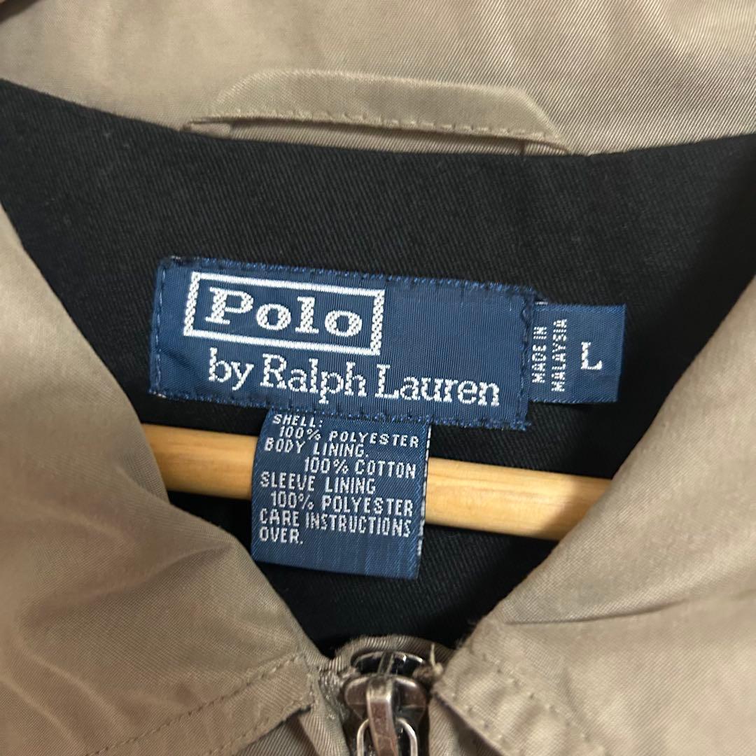 ラルフローレン スウィングトップ ベージュ ブルー刺繍ロゴ 短丈 L