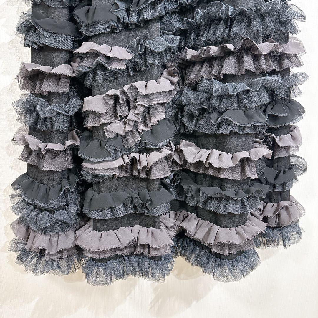 ラベルエチュード　ランダムギャザーティアードフリル2WAYスカート ロング　黒