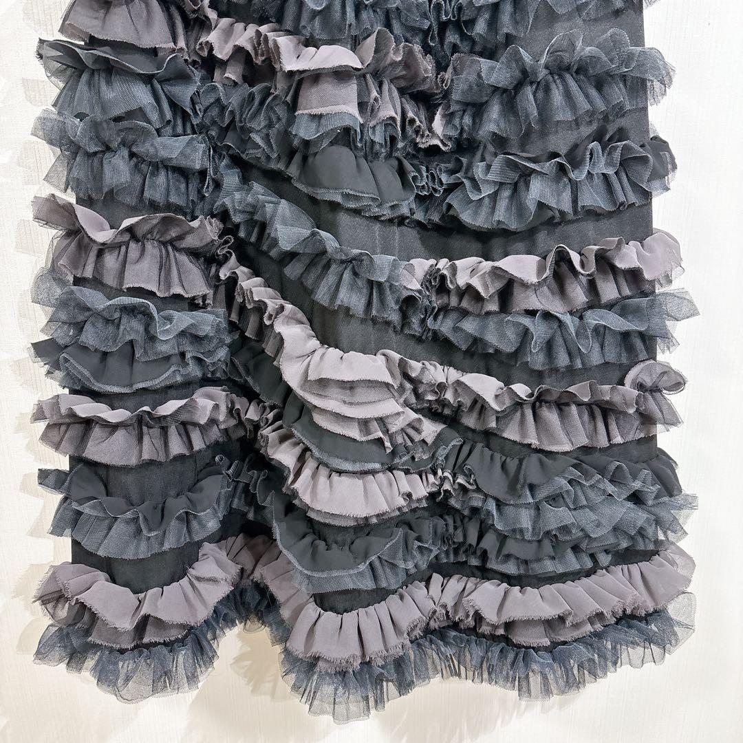 ラベルエチュード　ランダムギャザーティアードフリル2WAYスカート ロング　黒