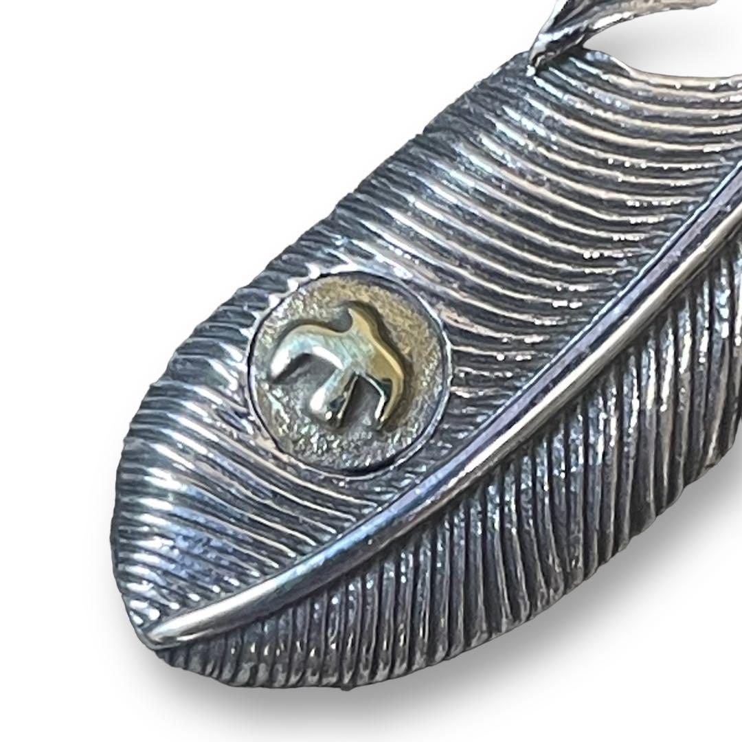 チェーン付き フェザーネックレス シルバー925 特大 燻し銀 インディアン