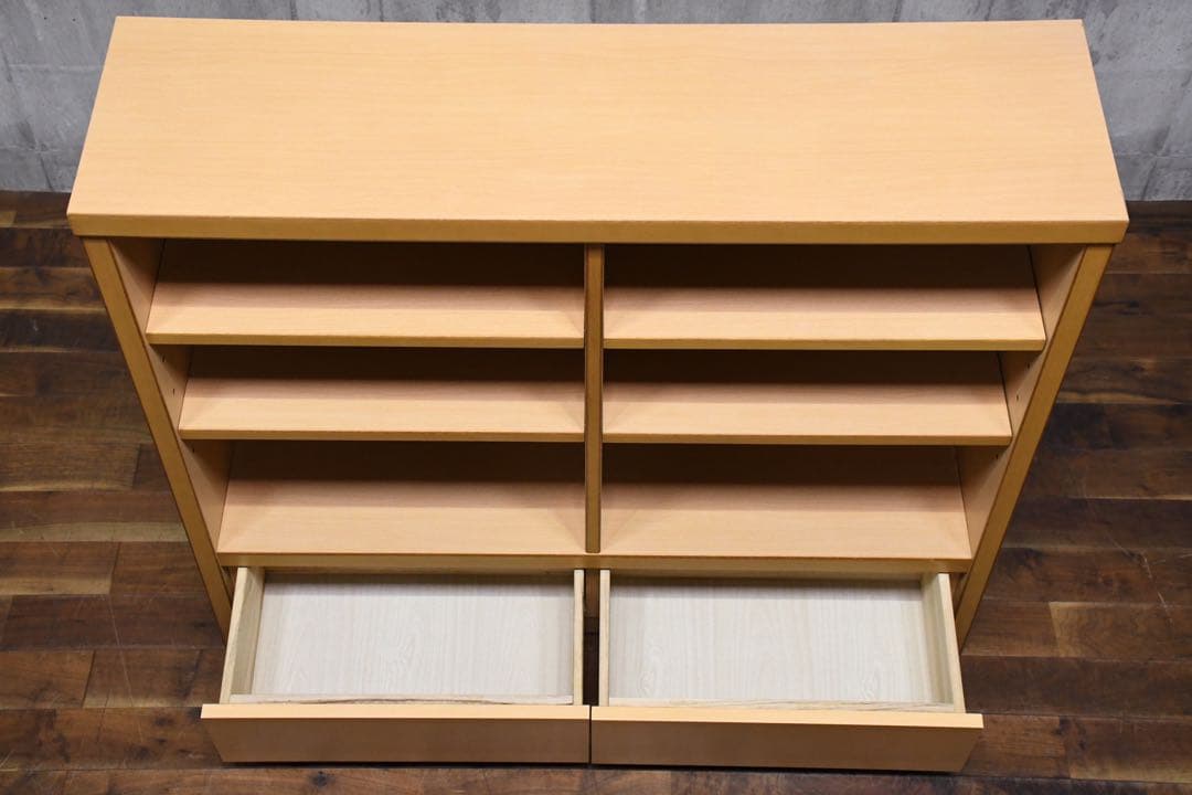 ECK84 生松工芸 セレノ オープン書棚 NA色 ブックシェルフ 本棚 引出し