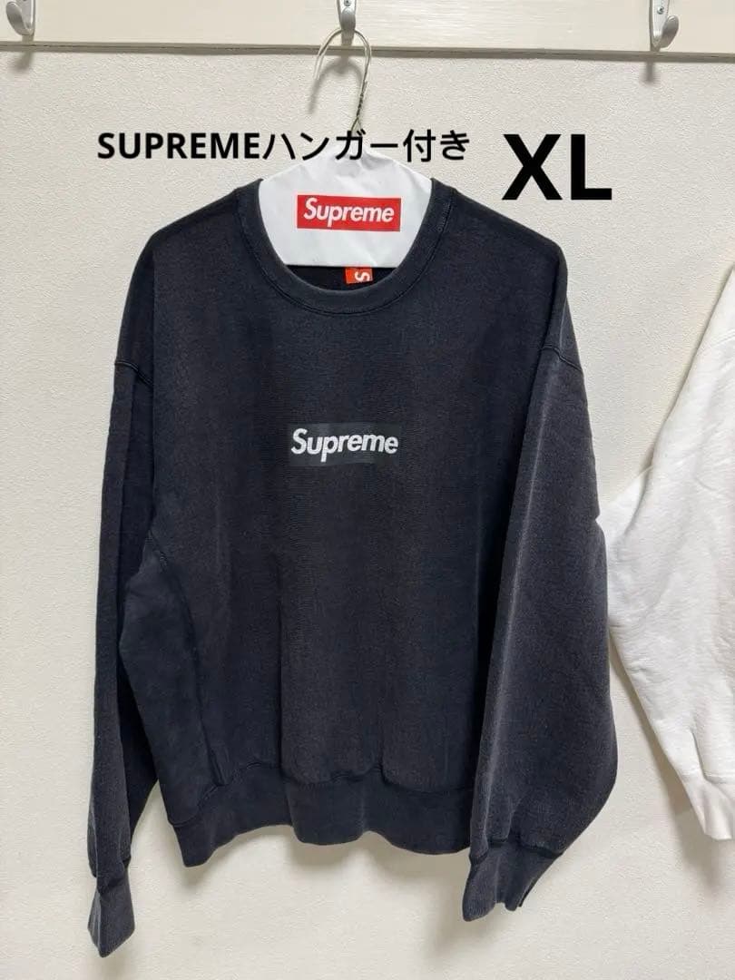 supreme Washed Box Logo Crewneck 黒XL