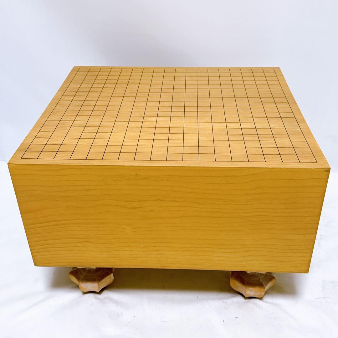 【美品】囲碁盤 へそ付 脚付き 6.5寸 蛤碁石 那智黒碁石 本榧