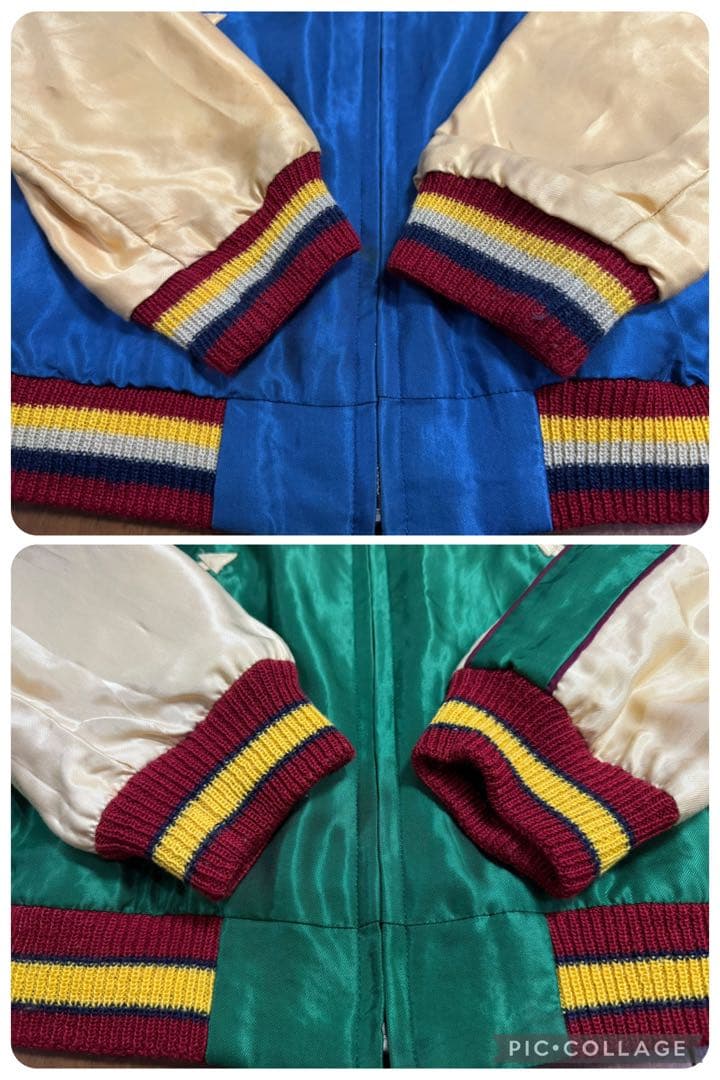 雰囲気抜群 東洋 リバーシブル サテン スカジャン 沖縄MAP×龍 Mサイズ