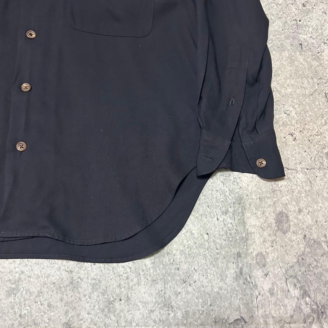 90s Ralph Lauren レーヨン オープンカラーシャツ　黒紺 50s